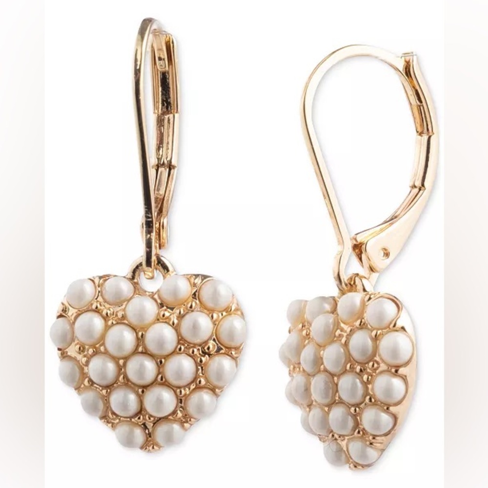 Lauren Ralph Lauren Gold-Tone Faux Pearl Heart Drop Earrings